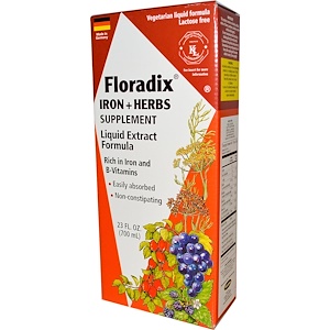 Flora, Floradix, железо + лекарственные травы, жидкий экстракт, 23 жидких унций (700 мл)