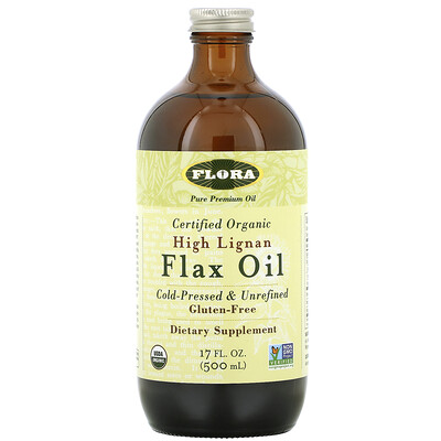 Flora Certified Organic High Lignan Flax Oil, 17 fl oz (500 ml)