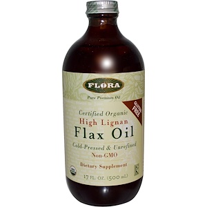 Купить Flora, Органическое льняное масло с лигнином, 17 жидких унций (500 мл)  на IHerb