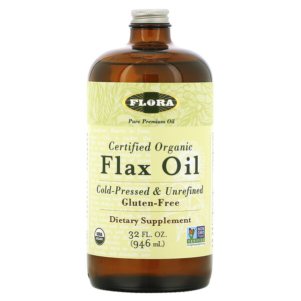 Flora‏, Certified Organic Flax Oil, 32 fl oz (946 ml)