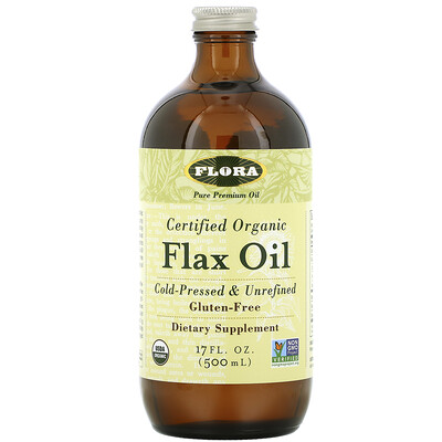 Flora Сертифицированное органическое льняное масло ,17 жидких унций (500 мл)