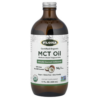 Flora, Certified Organic MCT Oil, Unflavored, 17 fl oz (500 ml)
