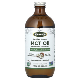 Flora, Óleo TCM Orgânico Certificado, Sem Sabor, 14 g, 500 ml (17 fl oz)