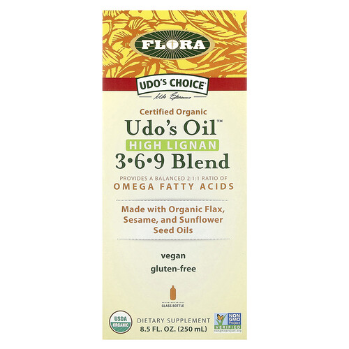 프로라 Flora, Udo's Choice, 유기농 Udo's 오일 3-6-9 혼합물, 고 리그난, 250ml(8.5fl oz)