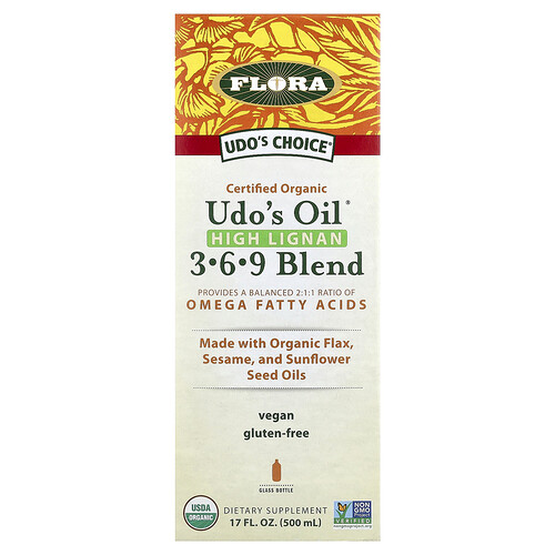 Flora, Udo‘s Choice, bio-zertifiziertes Udos-Öl mit hohem Lignan-3-6-9-Mischung, 500 ml (17 fl. oz.)
