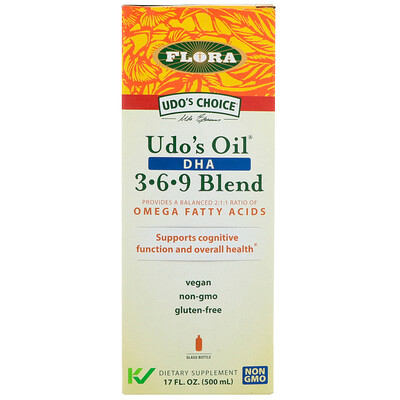 Flora Udo's Choice, смесь Udo's Oil с ДГК 3-6-9, 500 мл (17 жидких унций)