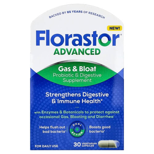 Florastor, Advanced, Gas & Bloat, 30 Vegetarian Capsules