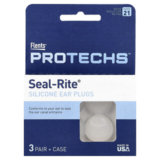 Flents, Protechs™, Bouchons d'oreille en silicone Seal-Rite®, 3 paires + étui