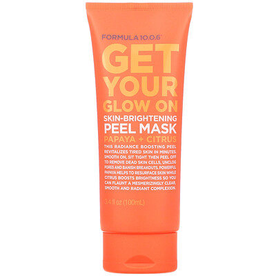 Formula 10.0.6 Get Your Glow On, Skin-Brightening Peel Mask, Papaya + Citrus, 3.4 fl oz (100 ml)