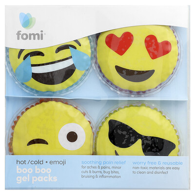 Product Image for FOMI, Hot/Cold Boo Boo Gel Packs, Emoji, 4 Pack
