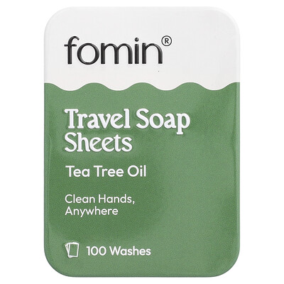 fomin, Jabón para viajes en láminas, Aceite de árbol del té, 100 láminas