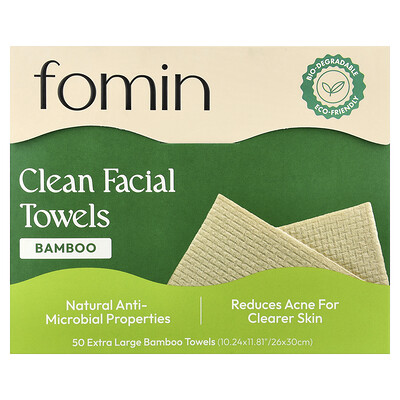 Product Image for fomin, Clean Facial Towels, Bamboo, Extra Large, 50 Towels
