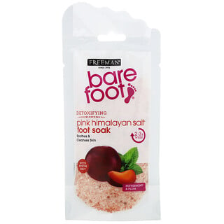 Freeman Beauty, Bare Foot, детоксикация, розовая гималайская соль для ножных ванночек, перечная мята и слива, 71 г (2,5 г)