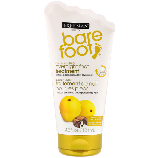 Freeman Beauty‏, Bare Foot, טיפול לילה מלחח לכפות הרגליים, שמן מרולה וחמאת קקאו, 124 מ"ל