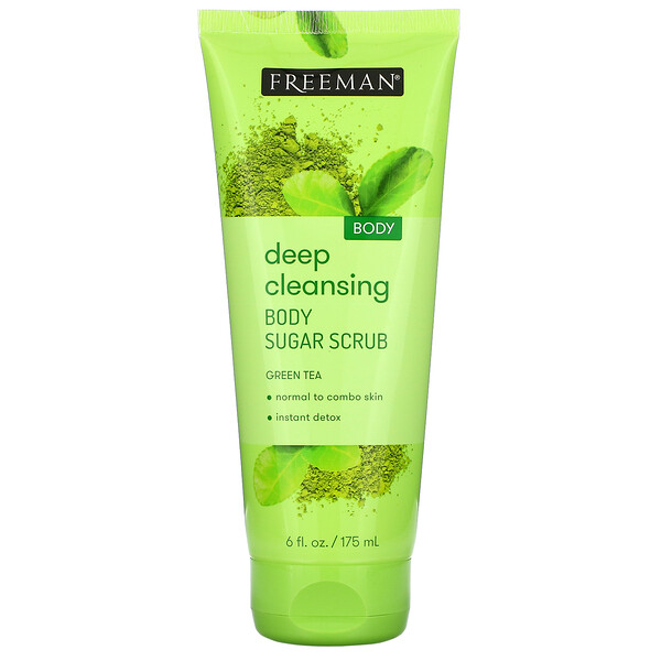 Freeman Beauty‏, Deep Cleansing Body Sugar Scrub, Green Tea, 6 fl oz (175 ml)