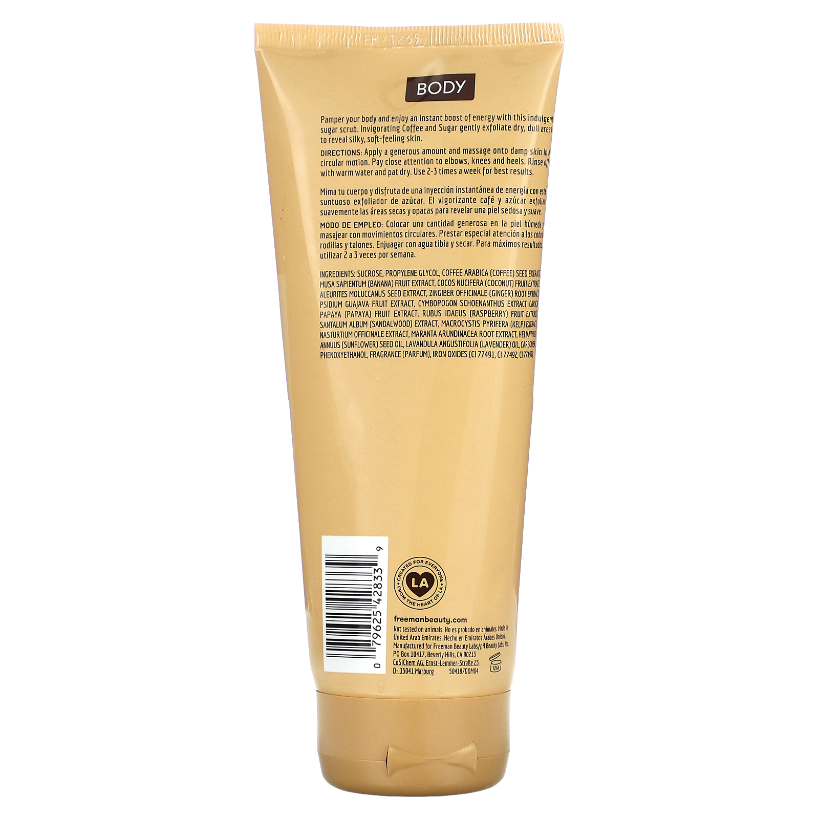 Freeman Beauty, Exfoliating Body Sugar Scrub, Coffee, 6 fl oz (175 ml)