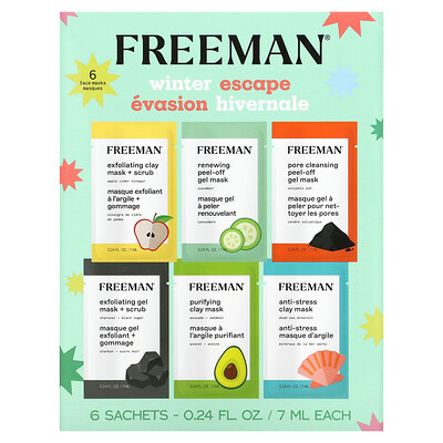 

Freeman Beauty Winter Escape Beauty Face Masks Assorted 6 Sachets 0.24 fl oz (7 ml) Each