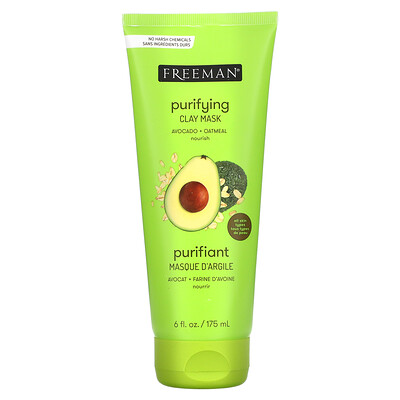 

Freeman Beauty, Purifying Clay Beauty Mask, Avocado + Oatmeal, 6 fl oz (175 ml)