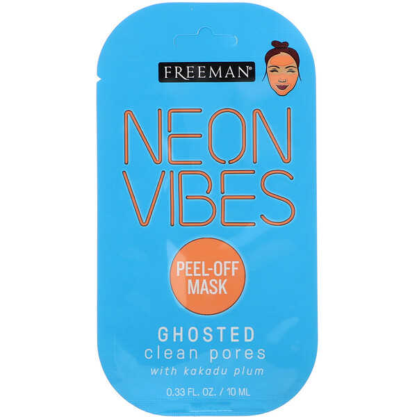 Freeman Beauty, Neon Vibes, Ghosted, Clean Pores Peel-Off Beauty Mask, 1 Mask, 0.33 fl oz (10 ml)