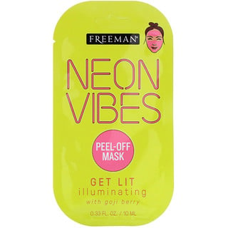 Freeman Beauty, Neon Vibes, Get Lit, Illuminating Peel-Off Beauty Mask, 1 Mask, 0.33 fl oz (10 ml)