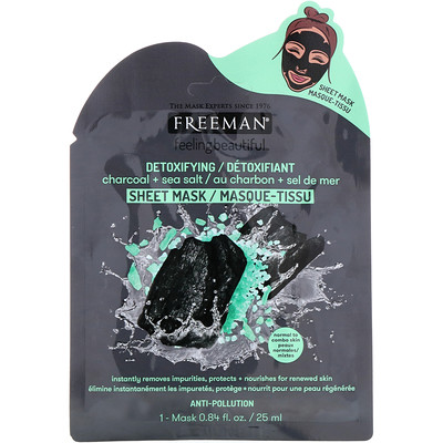 Купить Freeman Beauty Feeling Beautiful, детоксифицирующая тканевая маска, уголь + морская соль, 1 шт.