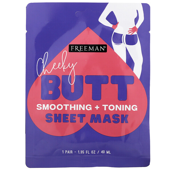 Freeman Beauty‏, Cheeky Butt Sheet Mask, מחליק ומחטב, זוג אחד, 40 מ"ל