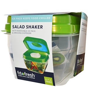 Отзывы о Фит и Фрэш, Salad Shaker with Removable Ice Pack & Dressing Dispenser, 5 Piece Bowl