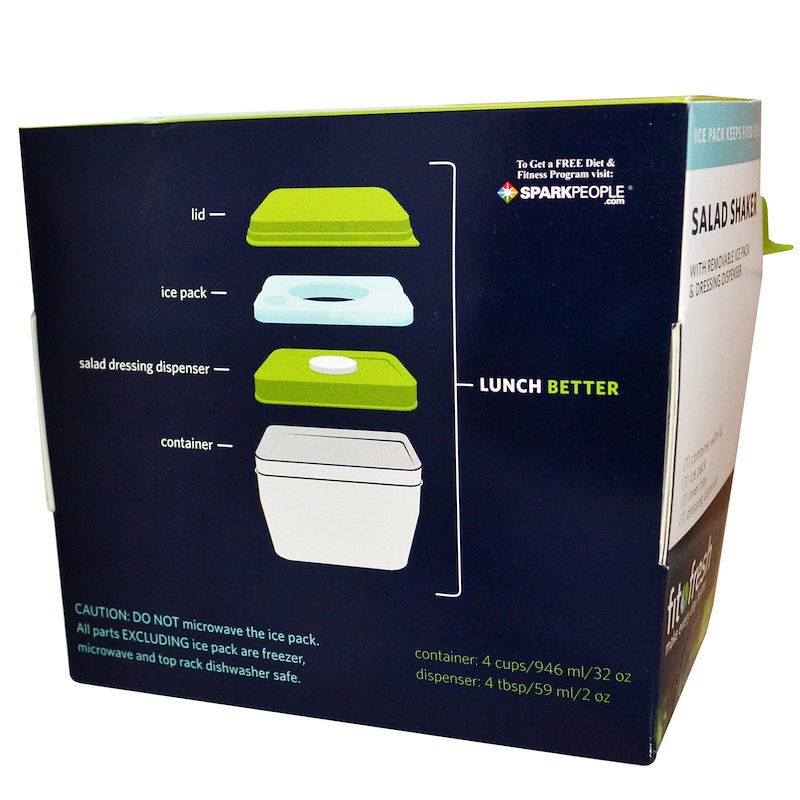 Fit & Fresh, Salad Shaker with Removable Ice Pack & Dressing Dispenser