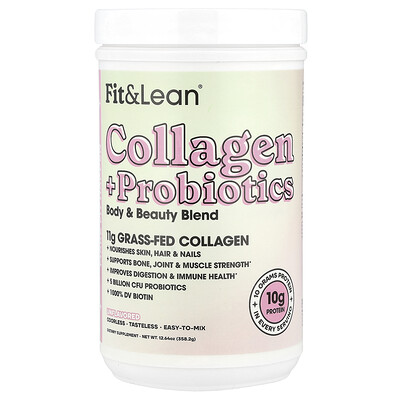 Fit & Lean, Colágeno y probióticos, Sin sabor, 358,2 g (12,64 oz)