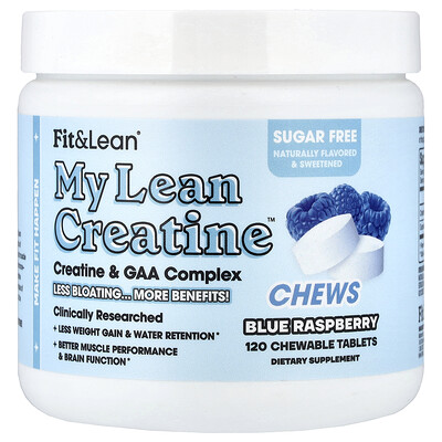 Fit & Lean, Mis comprimidos masticables Lean Creatine™, Frambuesa azul, 120 comprimidos masticables