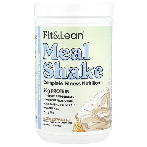 핏 & 린 Fit & Lean, 밀 셰이크, Complete 피트니스 Nutrition, 바닐라 아이스크림, 440g(0.97lb)