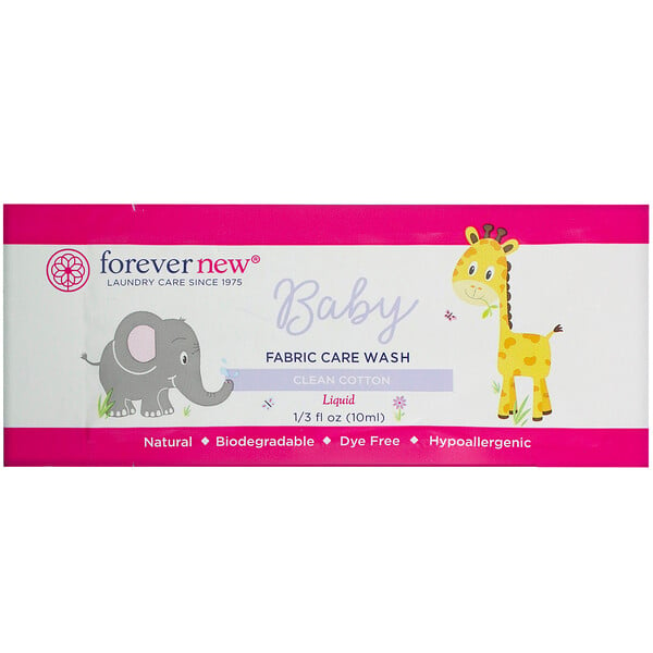 Forever New, Baby, Fabric Care Wash, Liquid, Clean Cotton, 1/3 fl oz (10 ml)