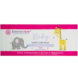Отзывы о Forever New, Baby, Fabric Care Wash, Liquid, Clean Cotton, 1/3 fl oz (10 ml)