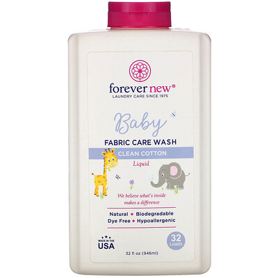 Forever New Baby, Fabric Care Wash, Liquid, Clean Cotton, 32 oz (946 ml)