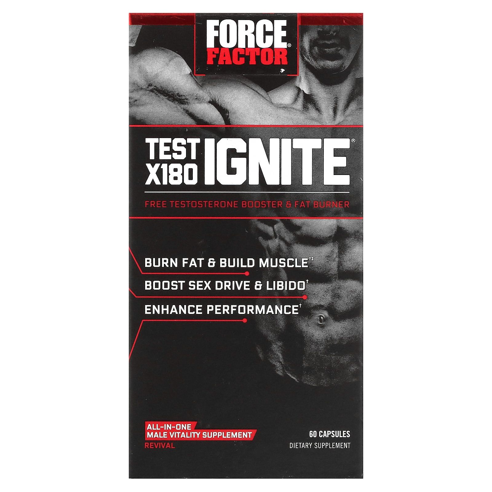 Force Factor, Test X180 Ignite, Free Testosterone Booster & Fat Burner