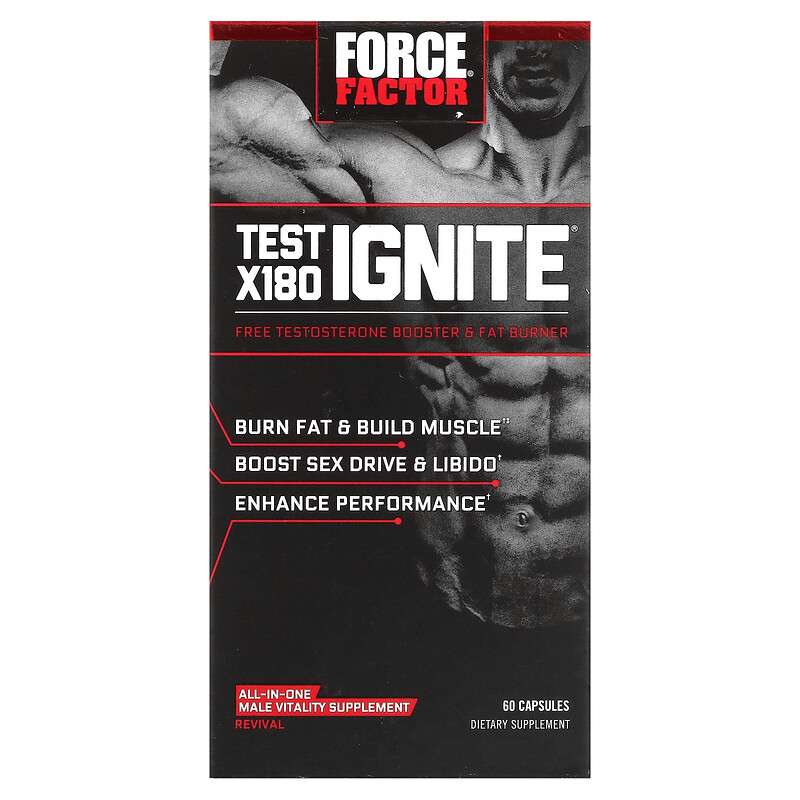 Force Factor, Test X180 Ignite, Free Testosterone Booster & Fat Burner