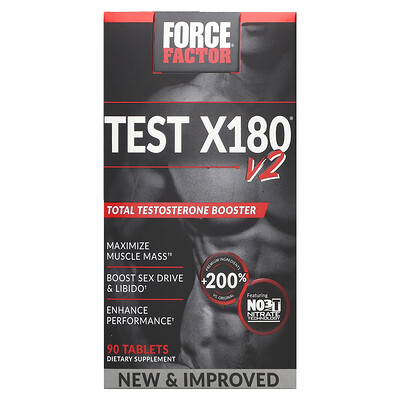 

Force Factor Test X180 V2, общий усилитель тестостерона, 90 таблеток