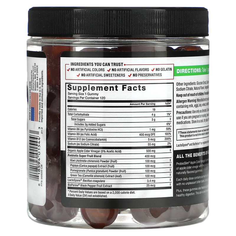Force Factor, ProbioSlim, Apple Cider Vinegar Gummies, 120 Gummies