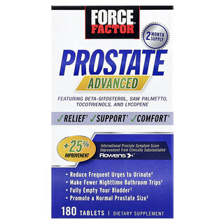 Force Factor, Suplemento avanzado para la salud de la próstata, 180 comprimidos