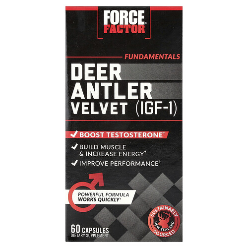 Force Factor Fundamentals, Deer Antler Velvet (IGF-1), 60 Capsules