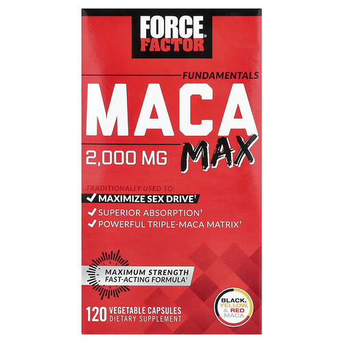 Force Factor, Fundamentals, Maca Max, 2,000 mg, 120 Vegetable Capsules (500 mg per Capsule)