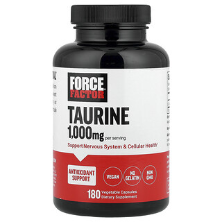 Force Factor, Taurine, 180 capsules végétales (500 mg par capsule)