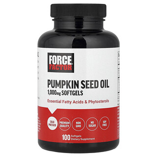 Force Factor, Aceite de semilla de calabaza, 1000 mg, 100 cápsulas blandas