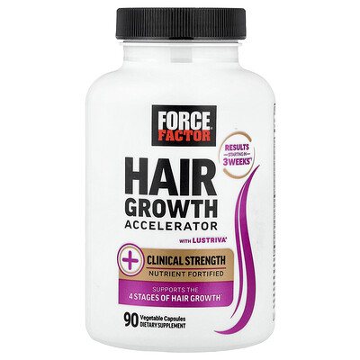Product Image for Force Factor, Hair Growth Accelerator With Lustriva , 90 Vegetable Capsules