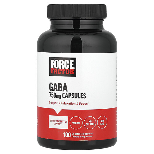 Force Factor, GABA, 750 mg, 100 Vegetable Capsules