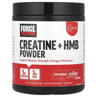 Force Factor, Poudre de créatine + HMB, Non aromatisée, 250,8 g