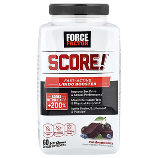 Force Factor, Score!®, Reforço da Libido de Ação Rápida, Fruto Silvestre, 60 Cápsulas Mastigáveis