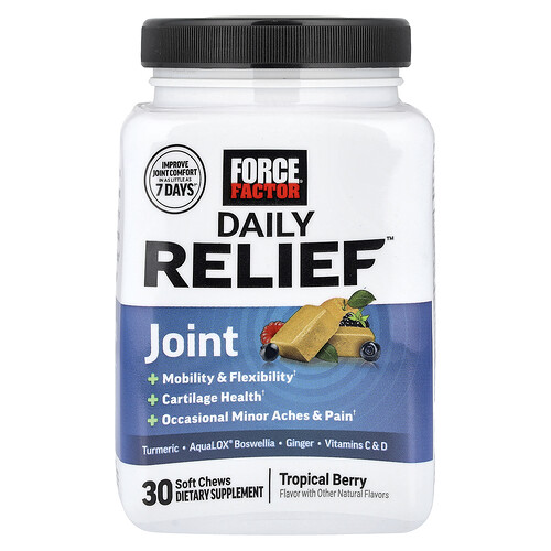 Force Factor, Daily Relief™, Joint, Tropical Berry, Gelenklinderung, tropische Beeren, 30 Kau-Snacks