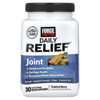 Force Factor, Daily Relief™, Porros, Bayas tropicales, 30 comprimidos masticables blandos