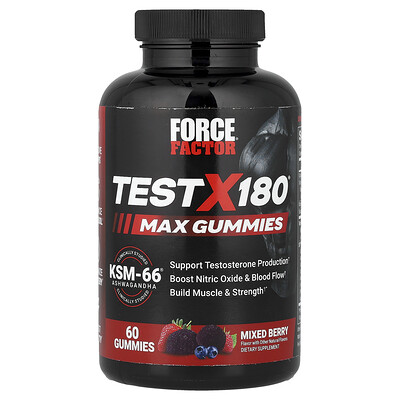 Force Factor, Test X180® Max Gomitas, Bayas mixtas, 60 gomitas